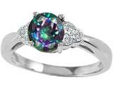 Tommaso Design™ Round Rainbow Mystic Topaz and Diamond Engagement Ring