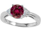 Tommaso Design™ Round 7 mm Genuine Rhodolite and Diamond Engagement Ring
