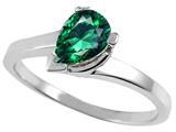 Tommaso Design™ Pear Shape 7x5mm Simulated Emerald Ring