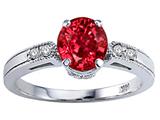 Tommaso Design™ Round 7mm Created Ruby and Genuine Diamond Engagement Ring