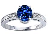 Tommaso Design™ Round 7mm Created Sapphire and Genuine Diamond Engagement Ring