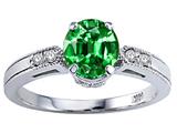 Tommaso Design™ Round 7mm Simulated Emerald And Genuine Diamond Engagement Ring