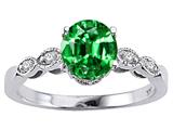 Tommaso Design™ Round 7mm Simulated Emerald Engagement Ring