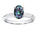 Tommaso Design™ Oval 8x6mm Mystic Rainbow Topaz Solitaire Engagement Ring