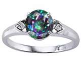 Tommaso Design™ Round 7mm Mystic Rainbow Topaz and Diamond Engagement Ring