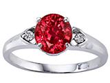 Tommaso Design™ Round Created Ruby and Diamond Engagement Ring