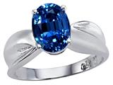 Tommaso Design™ Oval 9x7mm Created Sapphire Solitaire Ring