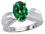 Tommaso Design™ Oval 9x7mm Simulated Emerald Solitaire Ring