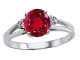 Tommaso Design™ Round 7mm Created Ruby and Genuine Diamond Ring