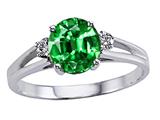 Tommaso Design™ Round 7mm Simulated Emerald And Genuine Diamond Ring