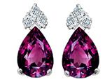 Tommaso Design™ Pear Shape 8x6mm Genuine Rhodolite and Diamond Earrings