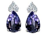Tommaso Design™ Pear Shape 8x6mm Genuine Iolite and Diamond Earrings