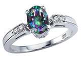 Tommaso Design™ Oval 7x5 mm Mystic Rainbow Topaz and Diamond Ring