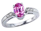 Tommaso Design™ Oval 7x5 mm Created Pink Sapphire and Diamond Ring