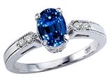 Tommaso Design™ Oval 7x5mm Created Sapphire and Diamond Ring