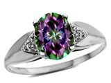 Tommaso Design™ Oval 9x7 mm Mystic Rainbow Topaz and Diamond Ring