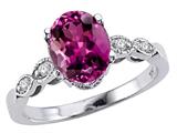 Tommaso Design™ Oval 9x7mm Genuine Rhodolite and Diamond Ring