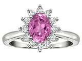 Tommaso Design™ Oval 7x5 mm Created Pink Sapphire and diamond Ring
