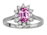 Tommaso Design™ Oval 7x5 mm Simulated Pink Topaz And Diamond Ring