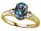 Tommaso Design™ Oval 8x6mm Mystic Rainbow Topaz and Diamond Ring