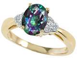 Tommaso Design™ Oval 8x6mm Mystic Rainbow Topaz and Diamonds Ring
