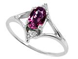 Tommaso Design™ Oval 6x4 mm Genuine Rhodolite and Diamond Ring