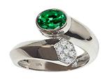 Tommaso Design™ Oval 7x5mm Simulated Emerald And Genuine Diamond Bypass Ring