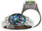 Tommaso Design™ Oval 10x8 mm Mystic Rainbow Topaz and Diamond Ring