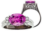 Tommaso Design™ Oval 10x8 mm Created Pink Sapphire and Diamond Ring