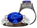 Tommaso Design™ Oval 10x8 mm Created Sapphire and Diamond Ring