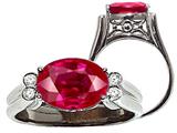 Tommaso Design™ Oval Created Ruby and Diamond Ring