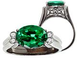 Tommaso Design™ Oval 10x8 mm Simulated Emerald And Diamond Ring