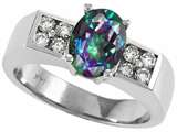 Tommaso Design™ Oval 8x6mm Mystic Rainbow Topaz and Diamond Ring