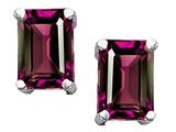 Tommaso Design™ Emerald Cut 8x6mm Genuine Rhodolite Earrings