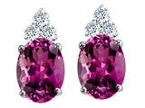 Tommaso Design™ Oval 8x6mm Genuine Rhodolite and Diamond Earrings