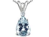 Tommaso Design™ Genuine Aquamarine and Diamond Pendant