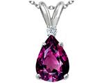 Tommaso Design™ Pear Shape 8x6 mm Genuine Rhodolite and Diamond Pendant