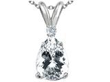 Tommaso Design™ Pear Shape 8x6 mm Genuine White Topaz and Diamond Pendant