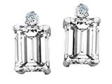 Tommaso Design™ Emerald Cut 8x6mm Genuine White Topaz and Diamond Earrings