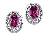 Tommaso Design™ Oval 6x4mm Genuine Rhodolite Earrings