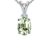 Tommaso Design™ Oval 10x8mm Genuine Green Amethyst and Diamond Earring Studs