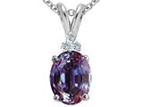 Tommaso Design™ Oval 10x8mm Simulated Alexandrite And Diamond Earring Studs