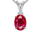 Tommaso Design™ Oval 10x8mm Created Ruby and Diamond Pendant
