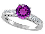 Tommaso Design™ Genuine Amethyst and Diamond Solitaire Engagement Ring