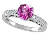 Tommaso Design™ Created Pink Sapphire and Diamond Solitaire Engagement Ring