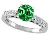 Tommaso Design™ Simulated Emerald And Diamond Solitaire Engagement Ring