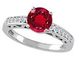 Tommaso Design™ Genuine Lab Created Ruby and Diamond Solitaire Engagement Ring