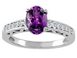 Tommaso Design™ Genuine Amethyst and Diamond Solitaire Engagement Ring