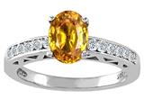 Tommaso Design™ Oval 8x6mm Genuine Citrine and Diamond Solitaire Engagement Ring