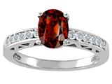 Tommaso Design™ Genuine Garnet and Diamond Solitaire Engagement Ring